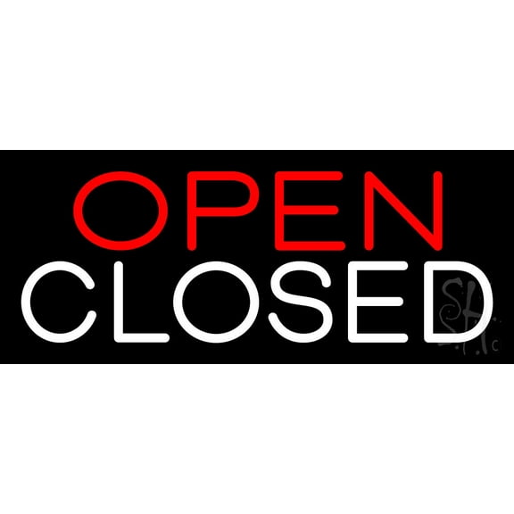 Open Closed LED Neon Sign 6 x 15 - inches, Clear Edge Cut Acrylic Backing, with Dimmer - Bright and Premium built indoor LED Neon Sign for storefront.