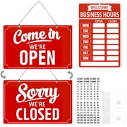 Open Closed Signs for Business, Waterproof Double Sided Come In or Closed Hanging Sign, Business Open and Closed Hours Flip Sign for Stores Restaurants Bars Shops Door Window, Red