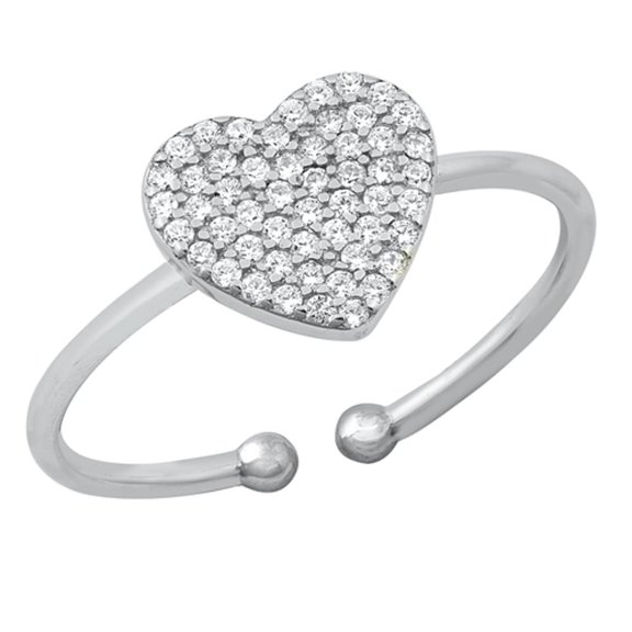 Open Cluster Promise Heart Clear CZ Ring .925 Sterling Silver Band White Jewelry Female Size 6