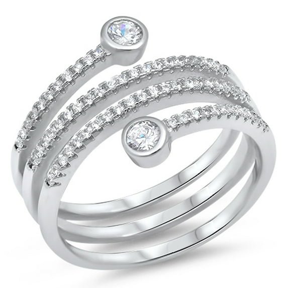 Open Cork Swirl White Cubic Zirconia Thumb Ring .925 Sterling Silver Band Jewelry Female Male Size 9