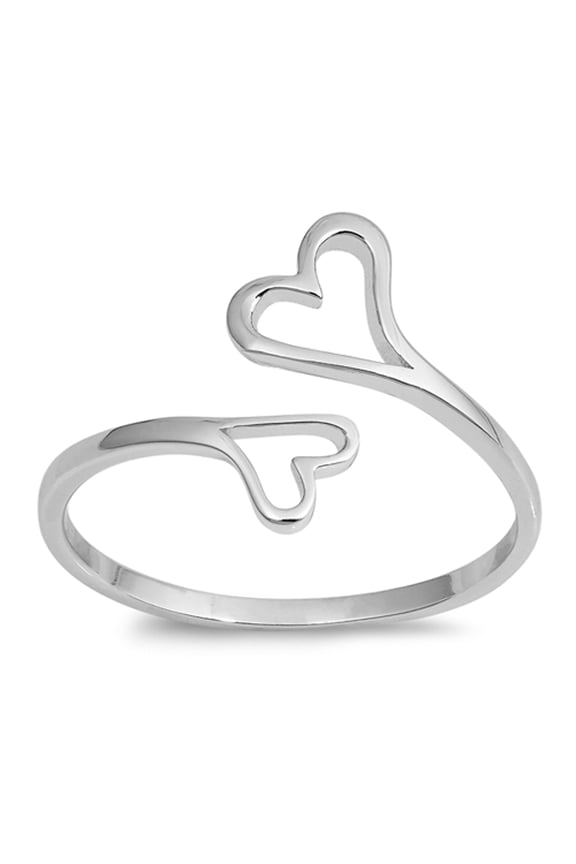 Open Criss Cross Heart Promise Ring .925 Sterling Silver Band Jewelry Female Male Unisex Size 4