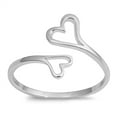 thumbnail image 1 of Open Criss Cross Heart Promise Ring .925 Sterling Silver Band Jewelry Female Male Unisex Size 7, 1 of 4
