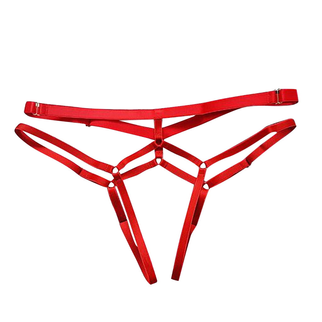 Open Crotch Double Tie Straps Briefs Women Sexy Lace G String High