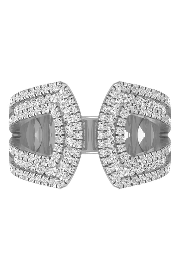 Open Cuff Diamond Engagement Wedding Ring, Triple Row Pave Set Diamond Ring, Bypass Diamond Ring, Holiday Ring, 925 Sterling Silver, 2.3 Ct Simulated Diamond, Wedding Gifts