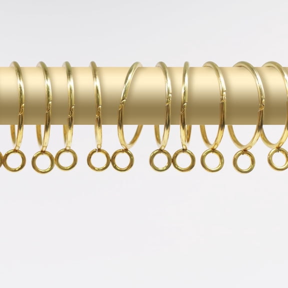 Open Curtain Rings with Eyelet - 20 Pack 1.5 Inch Openable Metal Drapery Ring Loops, Fits Up to 1 1/4 in Rod (Gold)