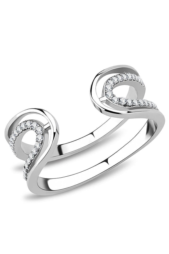 Open Curved Cuff Ring Adjustable Diamond Ring 1.6 Ct Diamond 14K White Gold Over