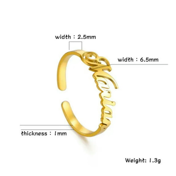 Open Custom Name Gold Rings Stainless Steel Mother Day Gift Woman Jewelry