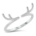thumbnail image 1 of Open Deer Antlers Horns Animal Ring Sterling Silver Adjustable Band 925 Jewelry Female Male Size 5, 1 of 4