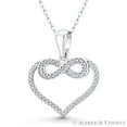 thumbnail image 1 of Open-Design Heart & Infinity Charm CZ Crystal Pendant Chain Necklace in .925 Sterling Silver w/ Rhodium, 1 of 1