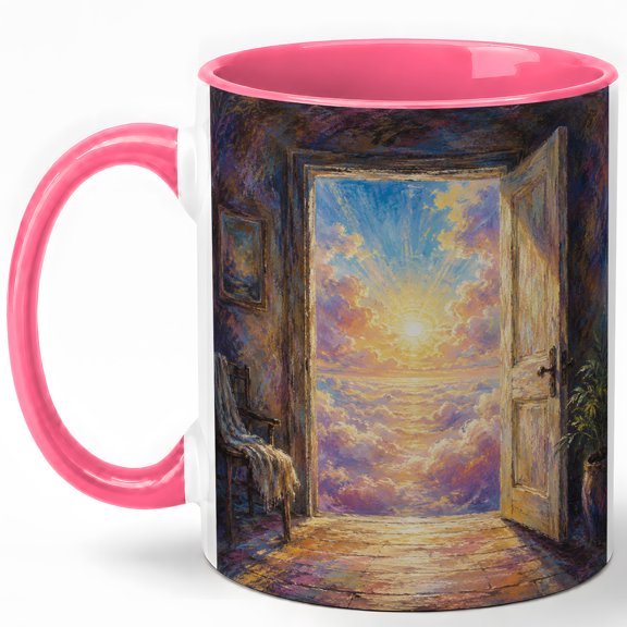 Open Door Sunrise 11oz Ceramic Mug, Bright Cloud Pathway Art
