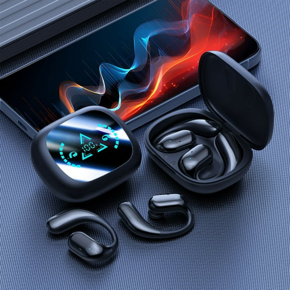 Open Ear AC210 Headphones, Bluetooth 5.4 Earphones Stereo Sound, Wireless Headphones 30 Hours Playback, Type-C Charging, IPX5 Waterproof Open Ear Earbuds,Black