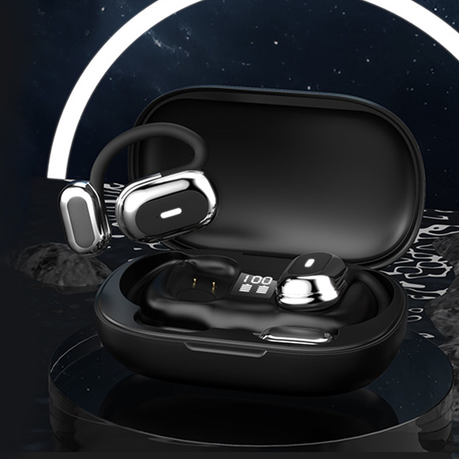 Open Ear AC210 Headphones, Bluetooth 5.4 Earphones Stereo Sound, Wireless Headphones 30 Hours Playback, Type-C Charging, IPX5 Waterproof Open Ear Earbuds(Black)