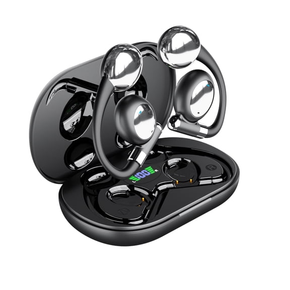 Open Ear Air Conduction Earhook Headphones Wireless Bluetooth 5.3 Headset, 48H Playtime IPX5 Waterproof Wireless Earbuds, Ergonomic Ear Hooks, Snug Fit for Workout Driving Walking with Phone