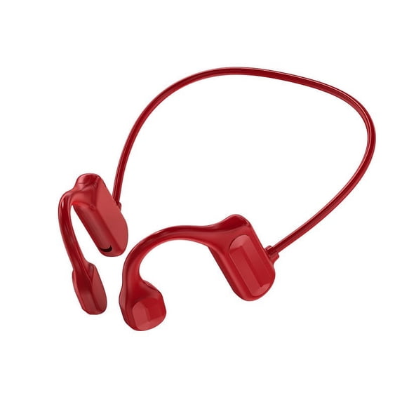 Open-Ear Bluetooth 5.3 Sport Headphones, ZzCityTK Lightweight Bone Conduction Wireless Earbuds for Running Cycling, Sweat Resistant Stereo Headset with Microphone Safe Outdoor Audio, Red