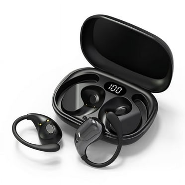 Open Ear Bluetooth 5.4 Headphones,Wireless Bone Conduction Earbuds Built-in Mic Sport Over Earphones with Comfort Ear Hooks LED Display Charging Case,Waterproof IPX7 Design