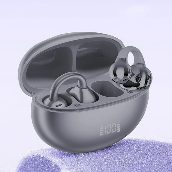 Open-Ear Bluetooth 6.0 Earbuds – 60H Battery Life, Leak-Proof Audio, Waterproof Ear Clip Headphones with Touch Control, Ideal for Sports, Fitness & Office Use