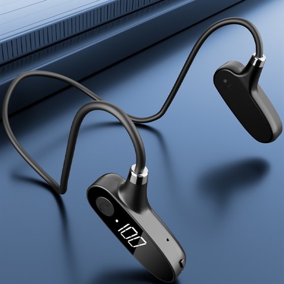 Open-Ear Bluetooth Bone Conduction Sport Headphones - Sweat Resistant Wireless Earphones for Workouts and Running with Premium Deep Base - Black