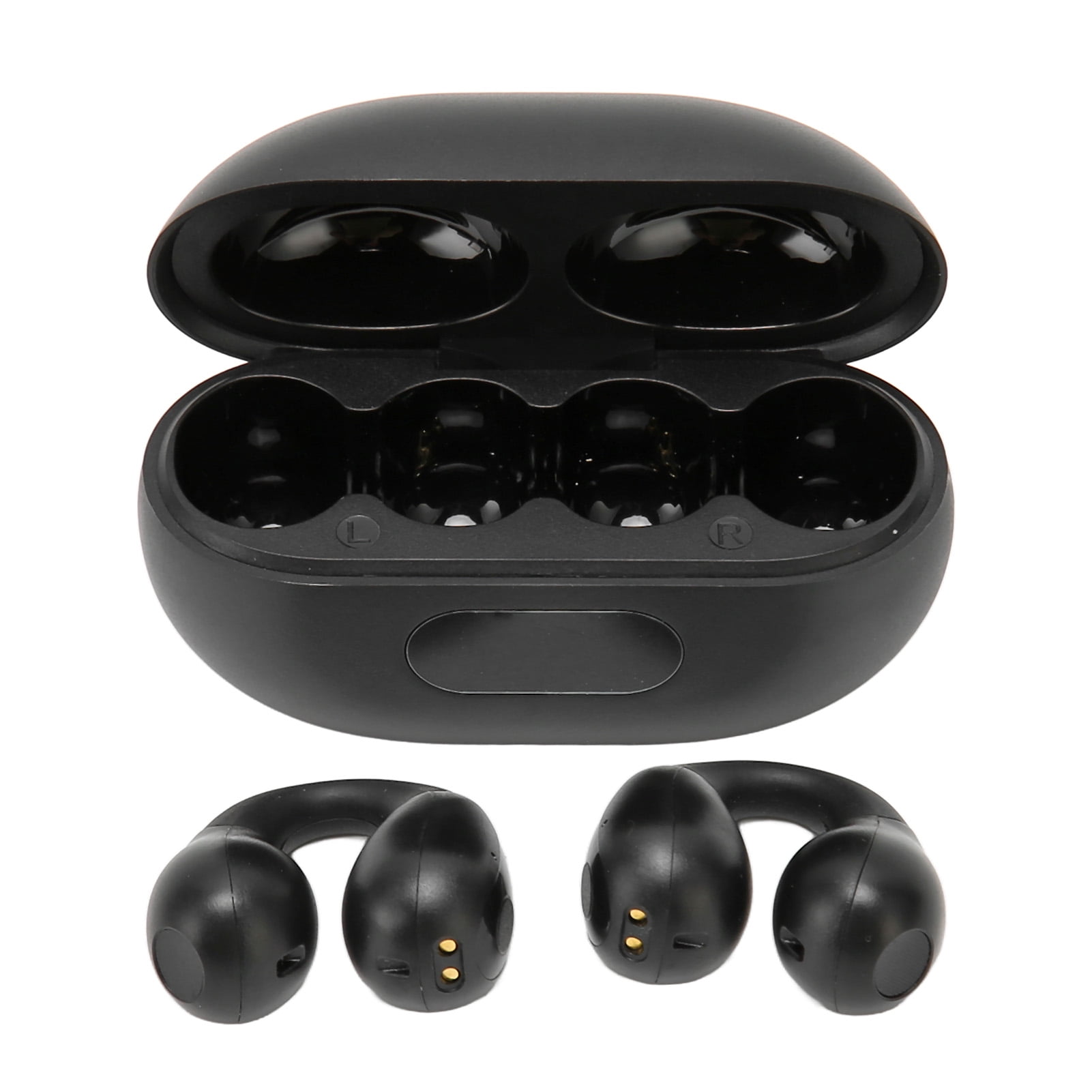 Open Ear Bluetooth Earbuds Bone Conduction Stereo Noise Cancelling Touch Control Clip On Wireless Earphones Black