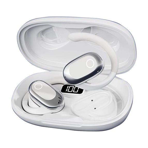 Open Ear Bluetooth Earbuds, Wireless Headphones with Bluetooth 5.4, Ear Hook Design, Noise Reduction for Cycling, Workouts and Music, White