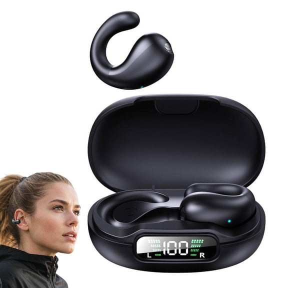 Open Ear Bluetooth Headphones, Abs+pc Memory Titanium Alloy Wire 1.93 Wireless Ear, Sports Running and Daily Use, Black