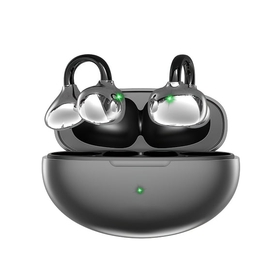 Open-Ear Bone Conduction Earclip Headphones, Wireless 6.1 TWS, Zero Sound Leakage & Ergonomic Secure Fit. Built-in Mic for Calls, Compatible with iOS and Android Devices