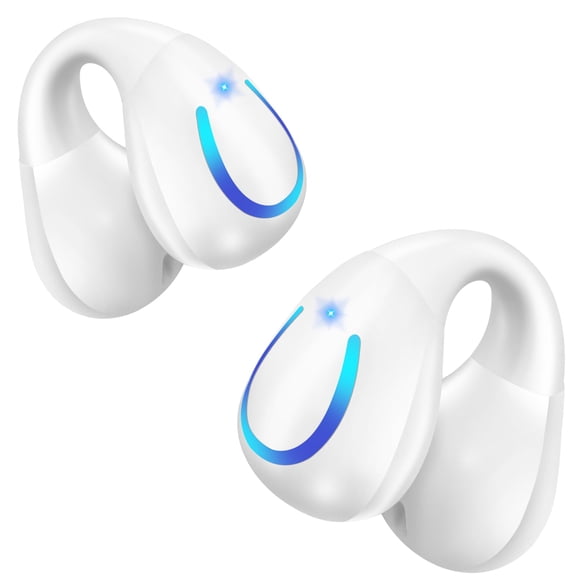 Open Ear Bone Conduction Headphones Bluetooth 5.3 Clip On Earbuds with Digital Display Charging Case 60 Hours Playtime Sport Earphones Built-in Mic IPX7 Waterproof for Running Fitness