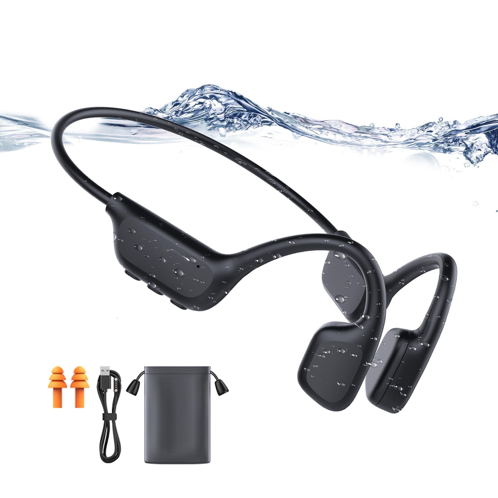 Open-Ear Bone Conduction Wireless Bluetooth Headphones with Built-in Mic, 8Hr Playtime, IP8 Waterproof