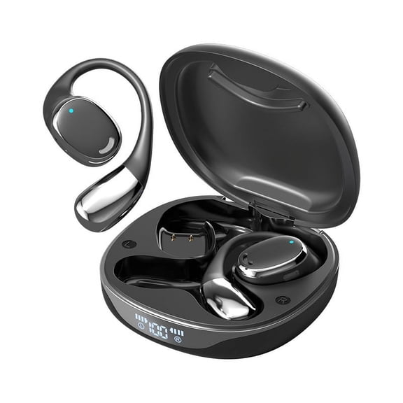 Open-Ear, Bone Conduction Sport Headphones - Sweat Resistant, Workout Headphones with 30ft Bluetooth - Secure, Comfortable Fit - Deep Bass and Smart Mic App(Beige)