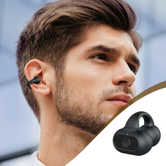 Open Ear Clip Earbuds Bluetooth 5.3 20-Hour Playback, Staron Secure Fit Air Conduction Headphones for Running Cycling Sports, Wireless Earring Design Low Latency with Type-C Charging, Black