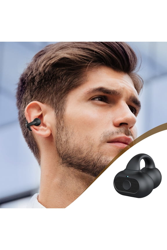 Open Ear Clip Earbuds Bluetooth 5.3 20-Hour Playback, Staron Secure Fit Air Conduction Headphones for Running Cycling Sports, Wireless Earring Design Low Latency with Type-C Charging, Black