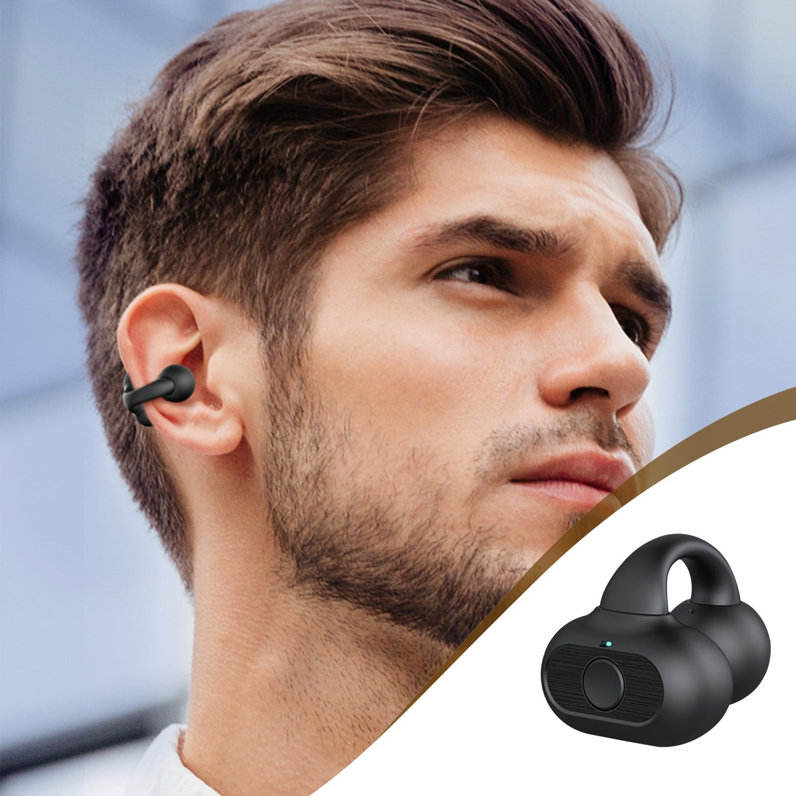 Open Ear Clip Headphones, Wireless Earbuds Bluetooth 5.3, Playback Stereo  Noise Cancelling Earbud , Over-Ear Earhooks Ear Buds Waterproof Headset for 