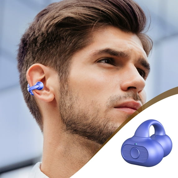 Open Ear Clip Headphones, Wireless Earbuds Bluetooth 5.3, Playback Stereo Noise Cancelling Earbud , Over-Ear Earhooks Ear Buds Waterproof Headset for Running Gym