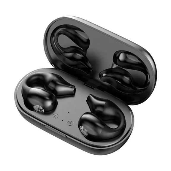 Open Ear Clip Headphones, Wireless Earbuds Bluetooth 5.3 Sports Earphones Built-in Mic with Ear Hooks, 36H Playtime Charging Case LED Display