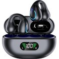 Open Ear Clip Wireless Earbuds Bluetooth 5.3, Sports Earphones Builtin Microphone with Earhooks
