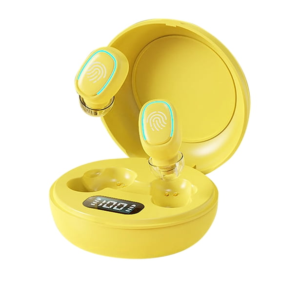 Open Ear Clip Wireless Earbuds Bluetooth 5.3, Sports Earphones Built-in Microphone with Earhooks, Wireless Ear Buds, Waterproof Fitness Headphones for Sports,Yellow