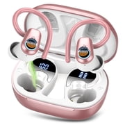 Wireless Earbuds Bluetooth 5.4 Headphones, 50H Sport Ear Buds HiFi Stereo Noise Cancelling Headphones with LED Digital Display, IP7 Waterproof Earphones for Running Workout Gym, USB-C, Rose Gold