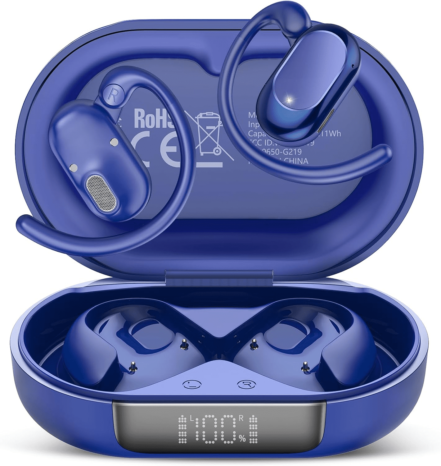 Open Ear Earbuds, Bluetooth 5.4 Headphones, Wireless Earbuds with Ear Hooks,70H HiFi Stereo Open Ear Headphones with Mic, IP7 Waterproof Lightweight Air Conduction Headphones for Workouts and Running