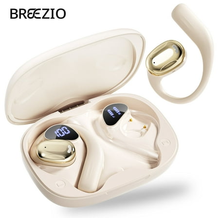 Open Ear Earbuds, Bluetooth 5.4 Wireless Earbuds with Earhooks, 70Hrs Playtime Bluetooth Earphones with LED Display Charging Case, Hifi Stereo Over Earbuds IP7 Waterproof for Sports, Running, Workout