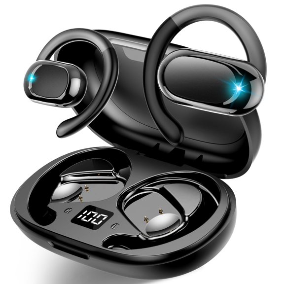 Open Ear Earbuds, Bluetooth 5.4 Headphones, HD Stereo Bass Wireless Earphones with Earhooks, 58Hrs Playtime, IP7 Waterproof for Fitness, Cycling, Sports