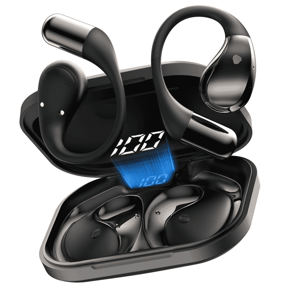 Open Ear Earbuds, Non-In-Ear Comfortable Earhook Wireless Earbuds with Bluetooth 6.0 and ENC Clear Calls, 48H Playtime, Bluetooth Headphones for Sport, Travel & Daily Wear, Waterproof Earphones
