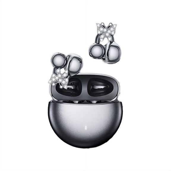 Open Ear Free Clip On Headphones, Wireless Bluetooth Earbuds, Decorative Earphone Accessories for Workout Sport Running
