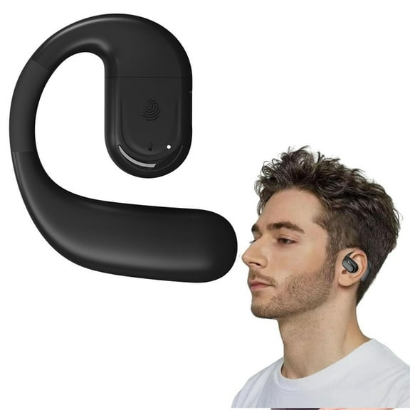 Open Ear Headphones, 0.23oz Ultra-Light Comfortable Wireless Earbuds, 0.6mm Thinnest Earhooks, Bluetooth 5.4, Clear Audio, 30 HRS Playtime, IPX5 Waterproof Earphones with Mic(Black)