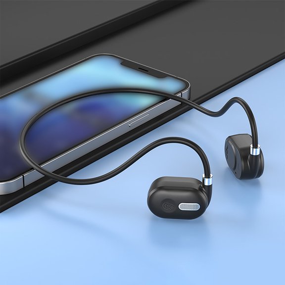 Open-Ear Headphones, Adjustable Ear Hooks, Snug Fit, Rich Bass, Hi-Res Wireless Audio, 42H Play, Bluetooth 5.4, Wireless Charging, IP55, AI Clear Calls, Open-Ear Earbuds(Black)