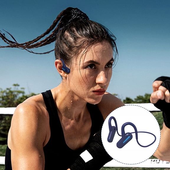Open Ear Headphones, Bluetooth 5.3 Air Conduction Headphones with Mic Wireless Premium Stereo Sound Earbuds with 40H Playtime & Digital Display, IPX6 Earbuds for Running Fitness(Blue)