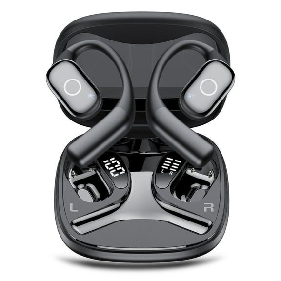 Open Ear Headphones, Bluetooth 5.4 Earphones Stereo Sound, Wireless Headphones 30 Hours Playback, Type-C Charging, Clear Calls, Waterproof Open Ear Earbuds,Black