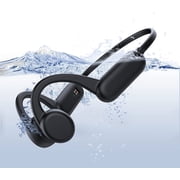 Open Ear Headphones Bluetooth Bone Conduction Headphones Wireless with Mic MP3 Player Built-in 8G Memory IPX 8 Waterproof Lightweight for Sports Driving Running Walking Bicycling Working GymBlack