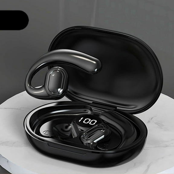 Open Ear Headphones Bluetooth Ear buds 80Hrs Playtime Wireless Earbuds with Earhooks IPX7 Waterproof Touch Control Air Conduction Sport Headsets Bluetooth 5.3 Earphones for Workout Running(Black)