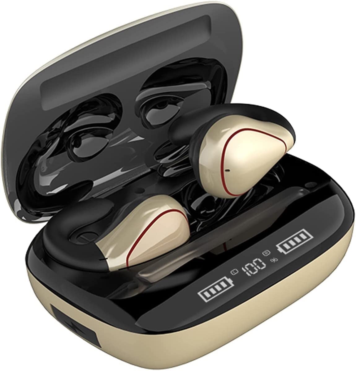 Open Ear Headphones Bluetooth True Wireless Open Earbuds for iPhone Android, Mini Open Ear Buds for Running with Mic Workout Headphones Cycling Sport Earphones Earbuds for Small Ear Canals- Gold