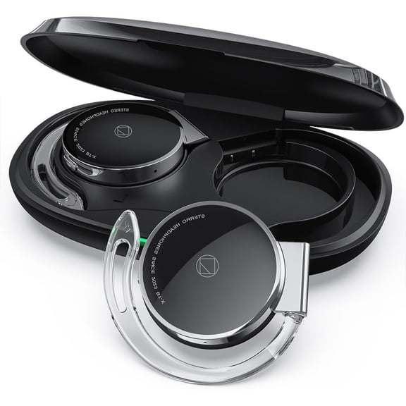 Open-Ear Headphones Bluetooth V5.3, On Ear Headphones with Earhooks, Ear Clip On Earphones, Sports Headset Bluetooth with 4 Microphones, Noise Cancelling/Long Battery Life