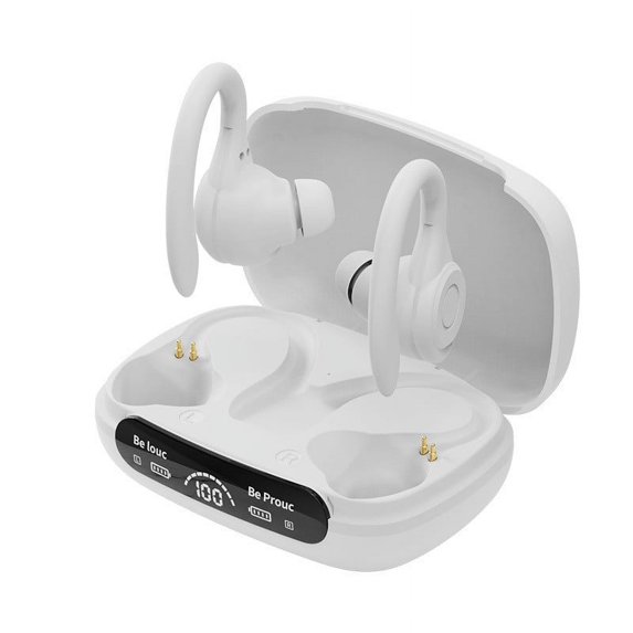 Open Ear Headphones - Dolby Audio, Snapdragon Sound True Wireless Earbuds, 50Hr Battery, Bluetooth 5.4, IPX 7, Multi-Point, Smart Controls, Wireless Charging Smart Case, Comfort Fit,White